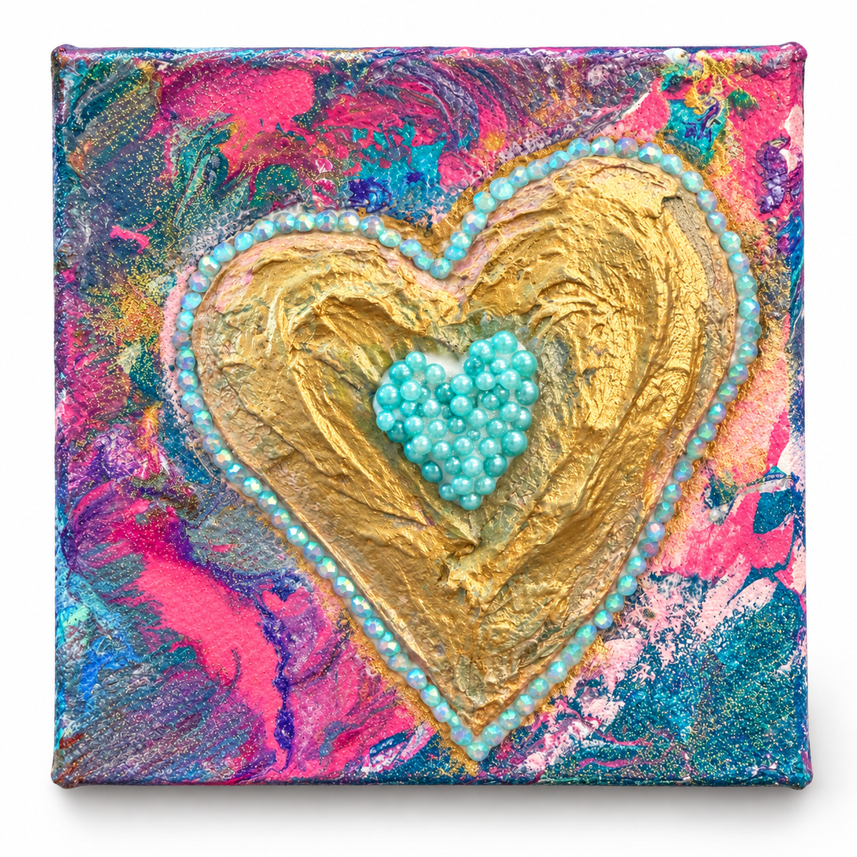 Gilded Heart (4"x4" canvas)